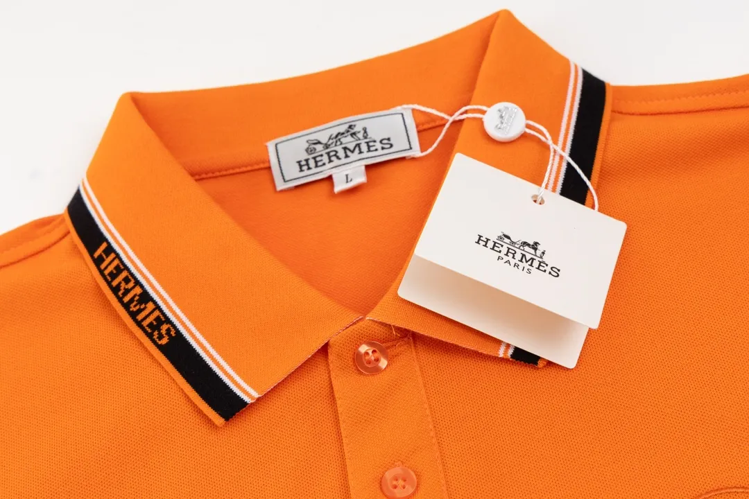 P105，2025New Arrival HERMES/ T ， ，Classic ， Breathable Polo ！ ， polo ，Classic ， Versatile ， ， ！， ， Breathable， ， ， ， ， Premium ！ ：Orange Size:M-3XL